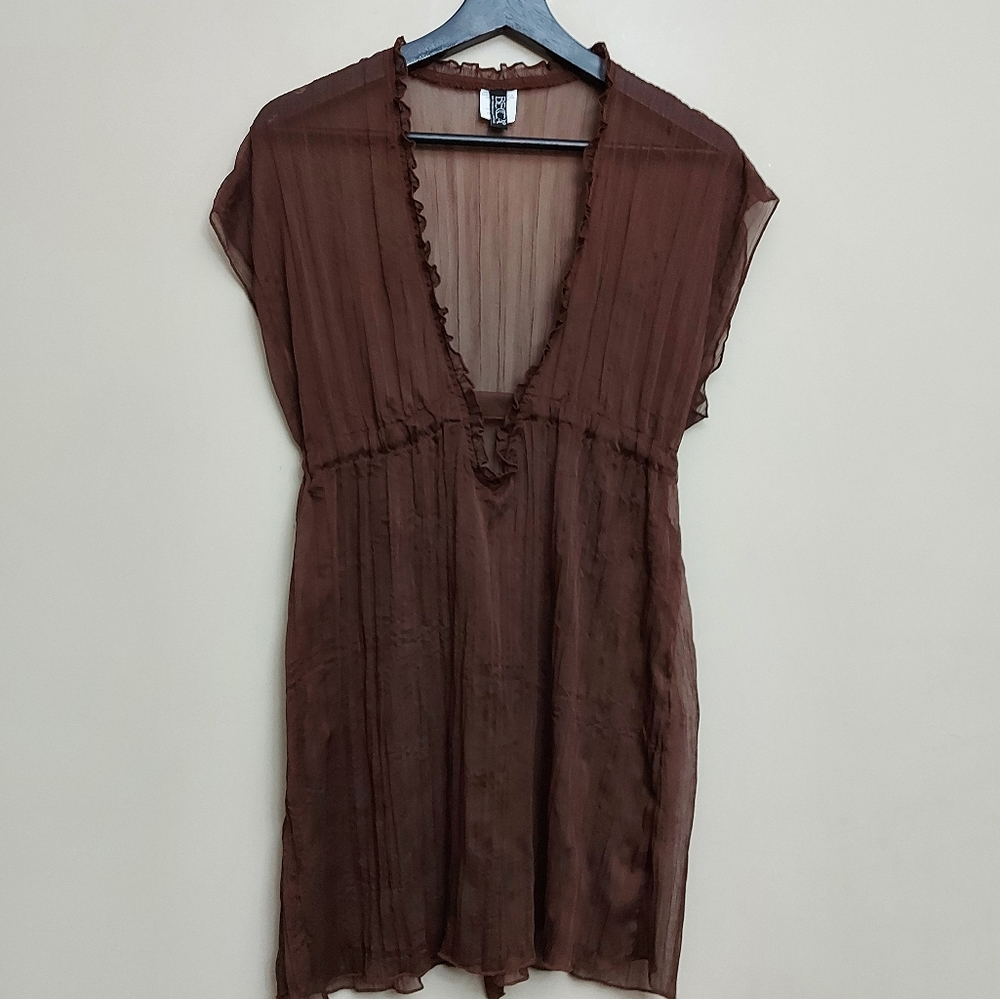 Becca v neck ruffle sheer cover up